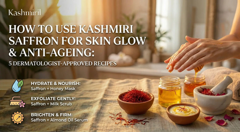Featured image about How to use Kashmiri Saffron For Skin Glow And Anti Ageing with ingredients and recipes.