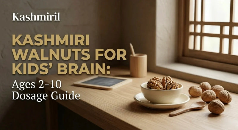 Kashmiril - Kashmiri Walnuts for Kids’ Brain: Ages 2-10 Dosage Guide. Warm still life with walnuts in a bowl on a wooden windowsill